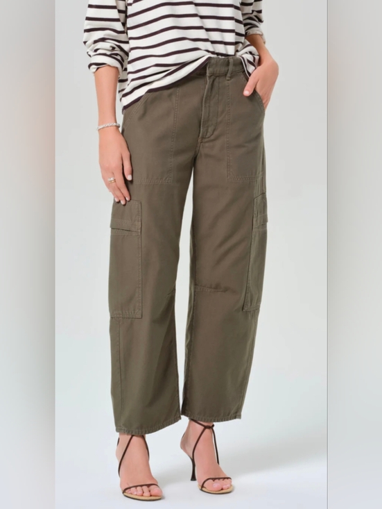Citizens Of Humanity Pants - Citizens of Humanity Marcelle Cargo Barrel Pant Trouser in Dogwood Olive Sz 26